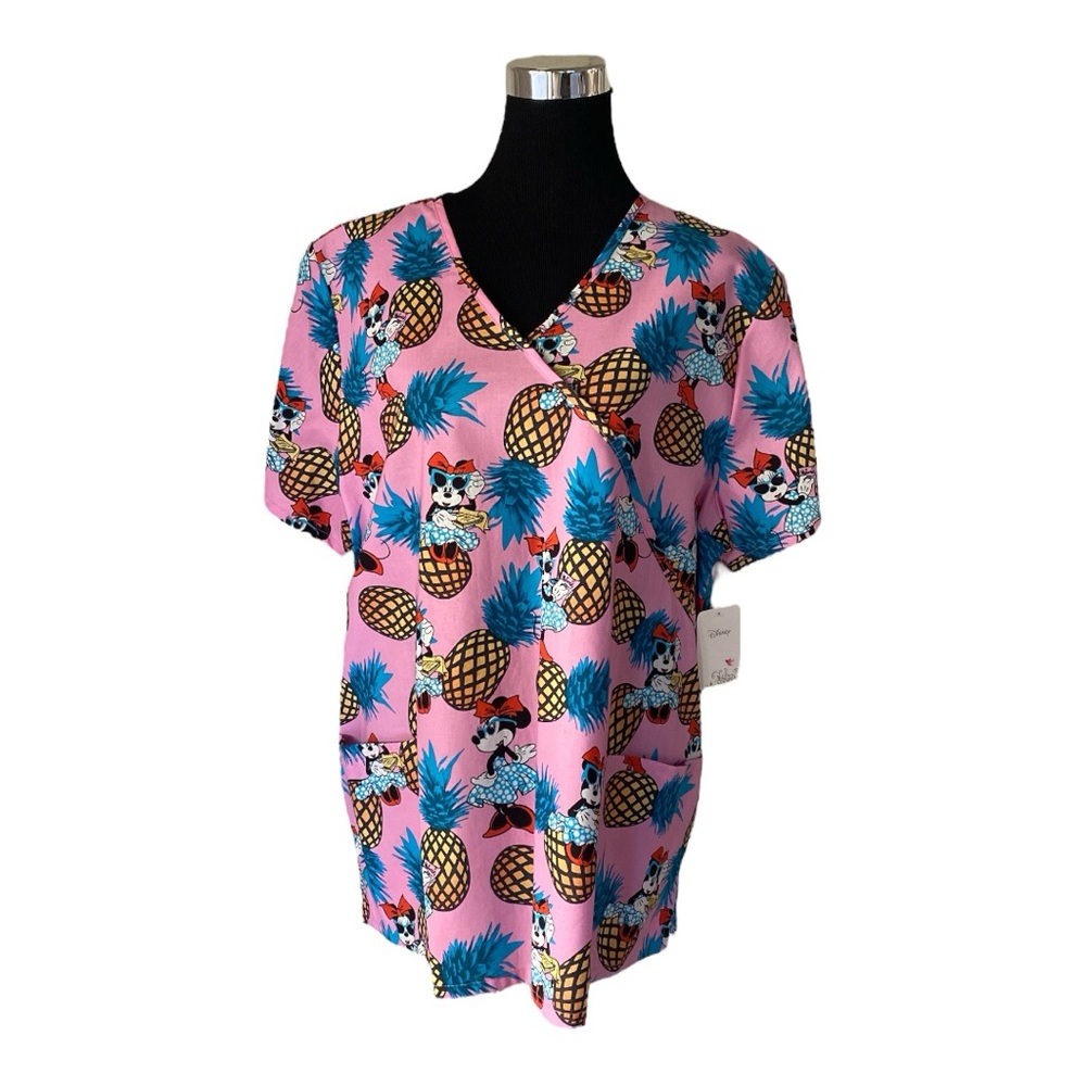 Disney Minnie Mouse Scrub Top 2XL Movie Star Pineapples